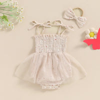 Tiny floral tutu romper Beige