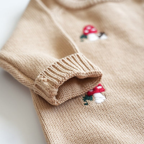 The Mushroom Romper Camel