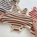Bear Striped Romper Brown