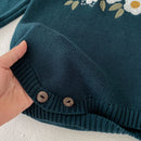 Daisy embroidery knitted Romper