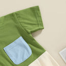 Summer Color Block Romper Green