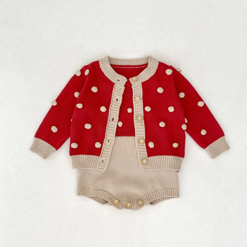 Dotty Romper and Cardigan