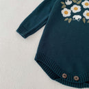 Daisy embroidery knitted Romper