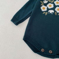 Daisy embroidery knitted Romper
