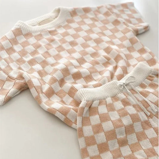 The checkered knitted set Caramel