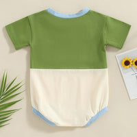 Summer Color Block Romper Green