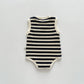 Bear Striped Romper Black