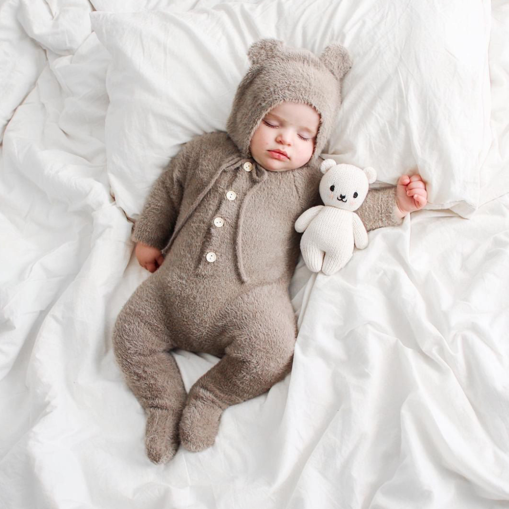 Bear Fluffy Jumpsuit and Hat