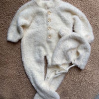 Bear Fluffy Jumpsuit and Hat