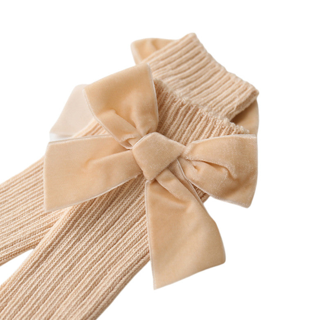 Velvet Bow High Knee Socks