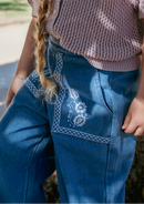 The flowers embroidery denim