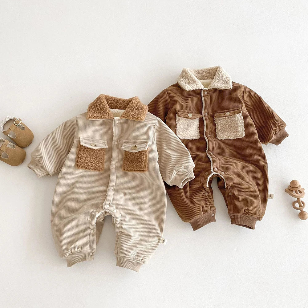 Contrast warm Corduroy Romper