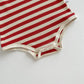 Bear Striped Romper Red