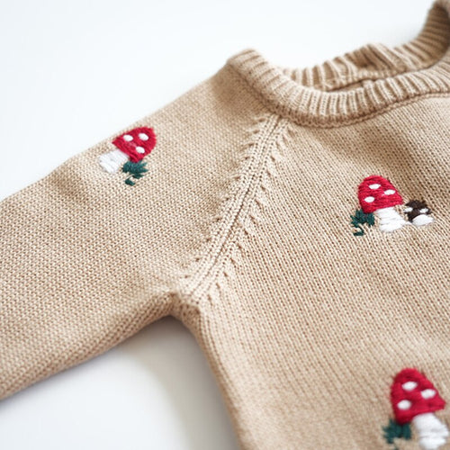 The Mushroom Romper Camel