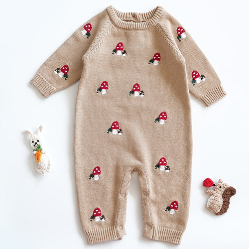 The Mushroom Romper Camel