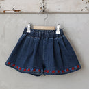 The Flowers Embroidery Denim Shorts