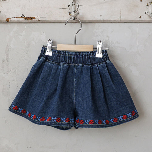 The Flowers Embroidery Denim Shorts