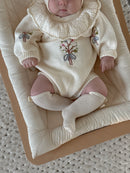 Bouquet knitted Romper Beige