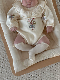 Bouquet knitted Romper Beige