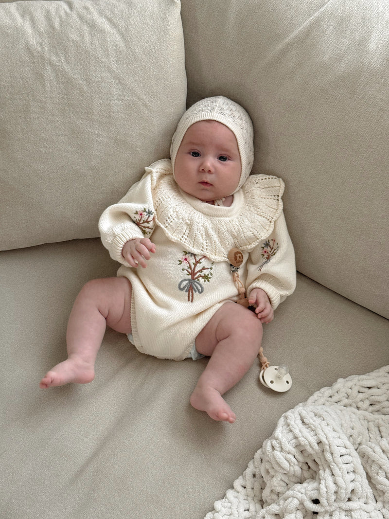 Bouquet knitted Romper Cream