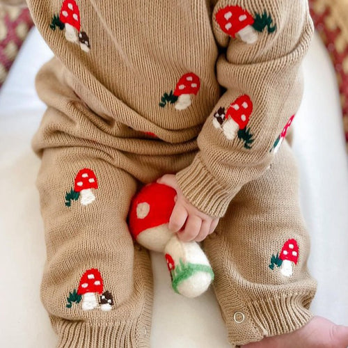 The Mushroom Romper Camel
