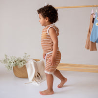 The striped hooded set Latte