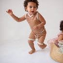 The striped hooded set Latte