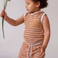 The striped hooded set Latte