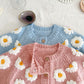 Daisy Embroidery Cardigan Sky