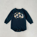 Daisy embroidery knitted Romper