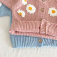 Daisy Embroidery Cardigan Sky