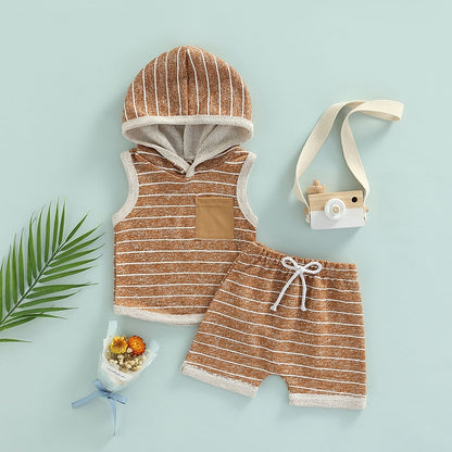 The striped hooded set Latte