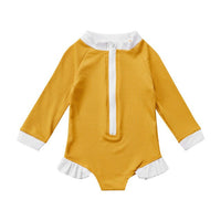 Retro Ribbed Swimsuit Yellow